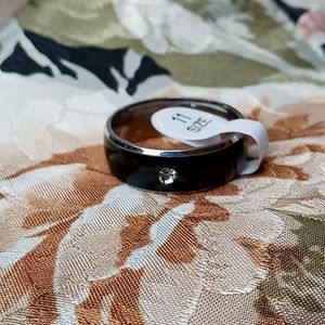 Costume NFC Ring Black Silver Tone Sz 11 New